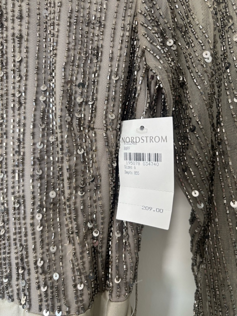 Pisarro Nights Sequin Bodice Taffeta Gown Bow Waist Long Sleeve Dress Size 6 NWT - Picture 7 of 9